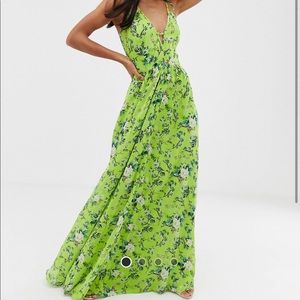 Summer Maxi Green Floral Dress